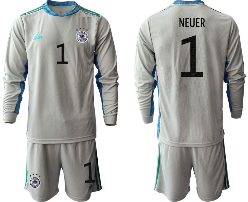 Men 2021 World Cup National Germany gray long sleeve goalkeeper #1 Soccer Jerseys->->Soccer Country Jersey
